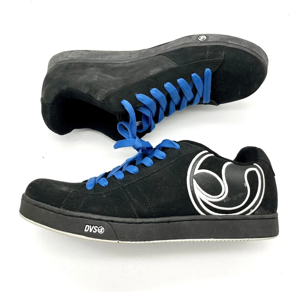 DVS Vendetta Skate Shoes Sneakers Black Suede Blue Laces‎ Mens Size 13 Y2K